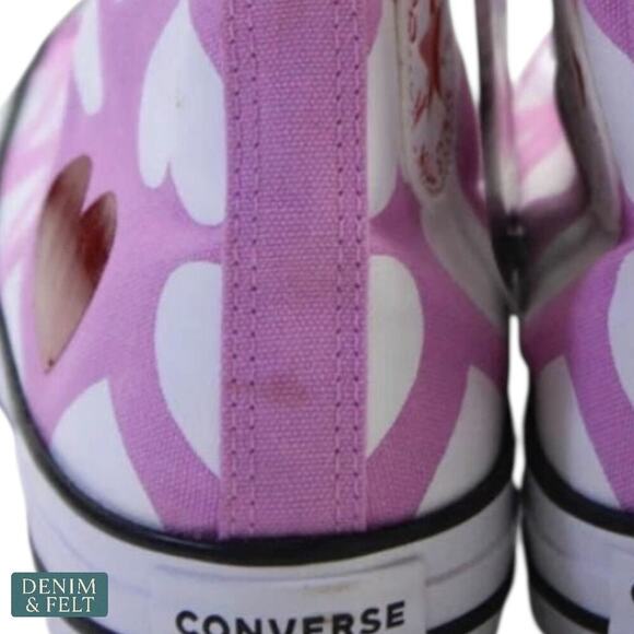Converse Chuck Taylor All Star Hi Pink White Heart Print Sneakers Women’s 8 NEW - Picture 8 of 12